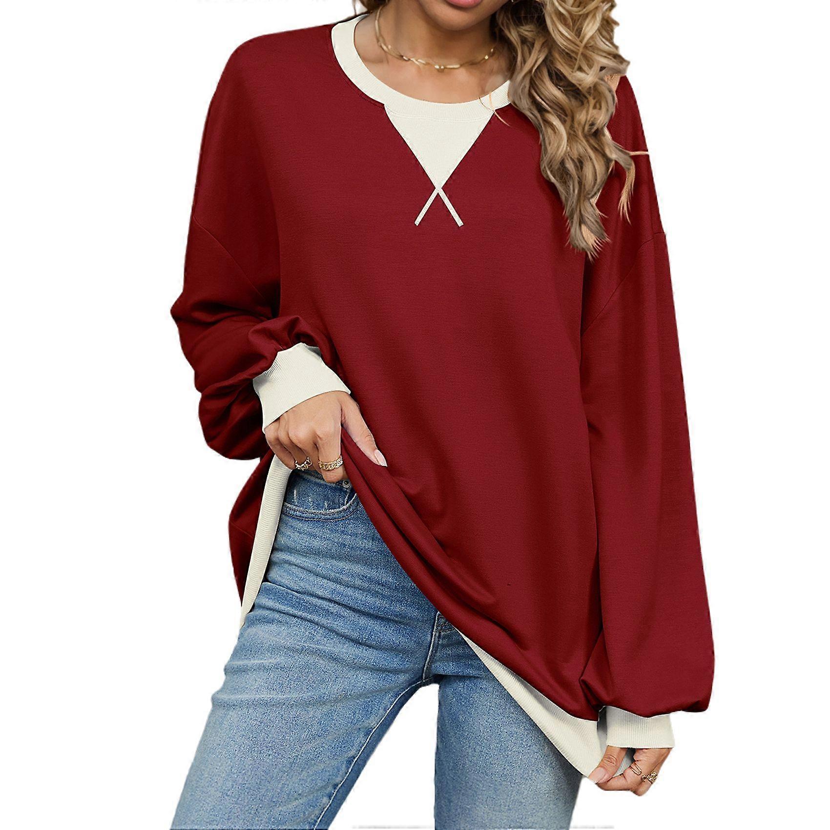 Womens Long Sleeve T Shirts Wine Red XL