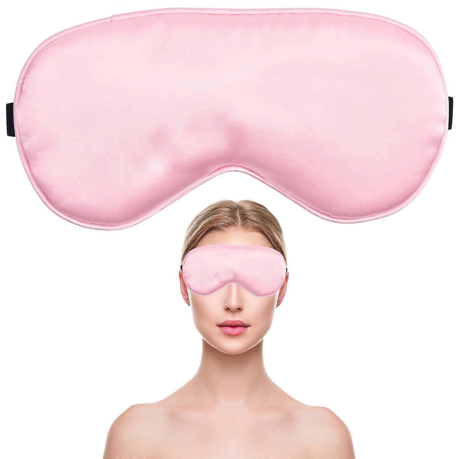Pink Adjustable Satin Silk Sleep Mask for Adults - Comfortable Eye Mask for Better Sleep and Relaxation