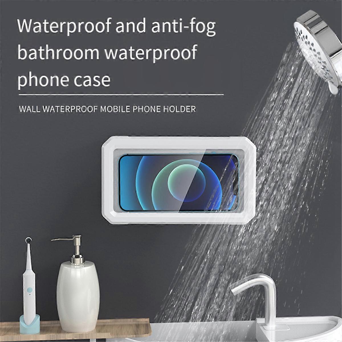 Shower Phone Holder Waterproof 360° Rotation Adjustable White