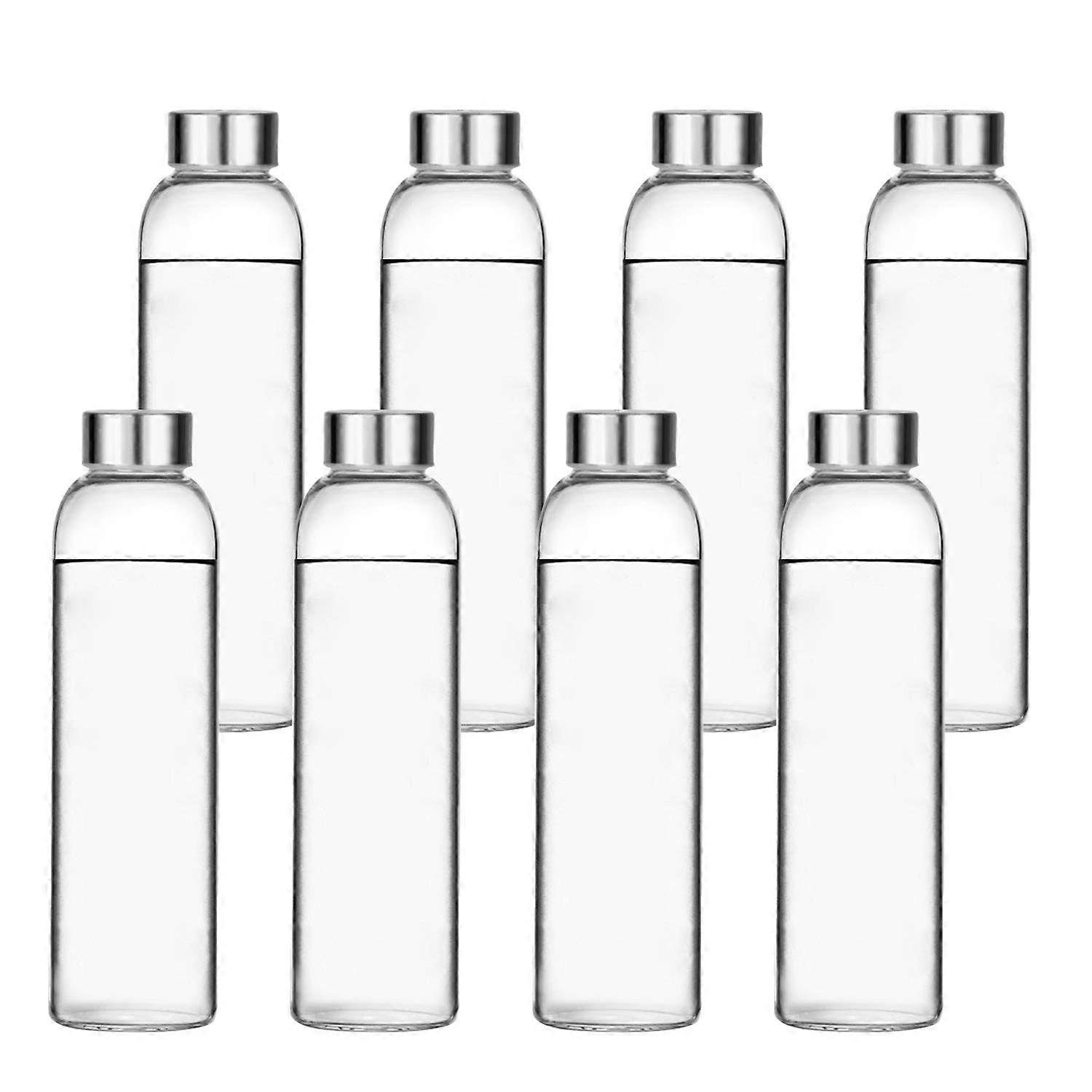 8 Pack Reusable Glass Water Bottles 16oz 500ml Storage Containers Eco-Friendly BPA-Free Design