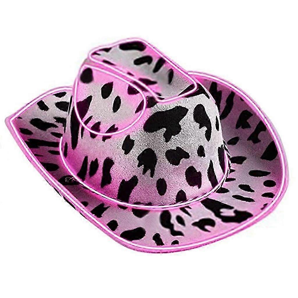 Illuminated Cow Pattern Hat Outdoor Bachelorette Hat for Woman Taking Photo