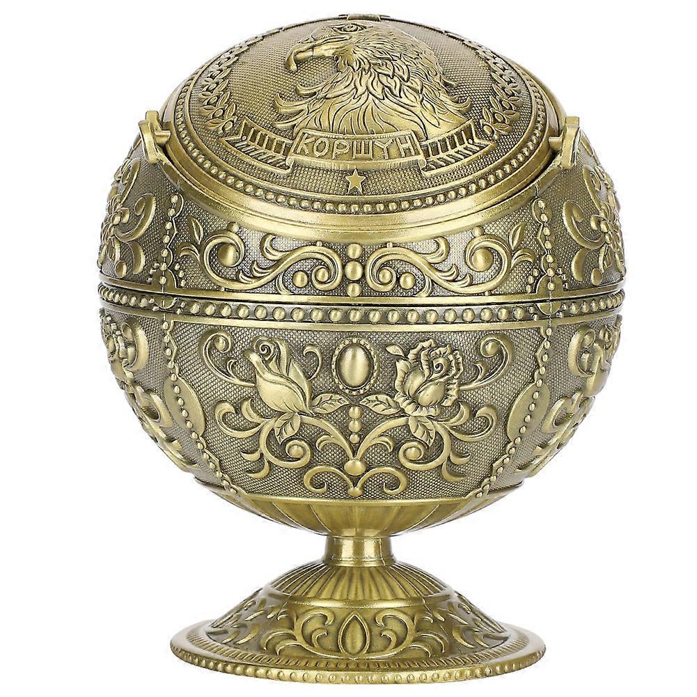 Cendrier rétro avec couvercle Globe Eagle motif de gaufrage Alliage de zinc Accessoires pour fumeurs
