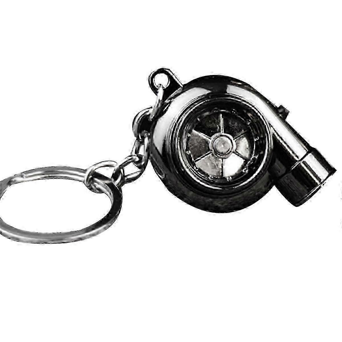 Car Turbo Spinner Keychain with Real Sound and LED Light Mini Turbocharger Key Chain compatible with Car Keys Accessories,B Tw