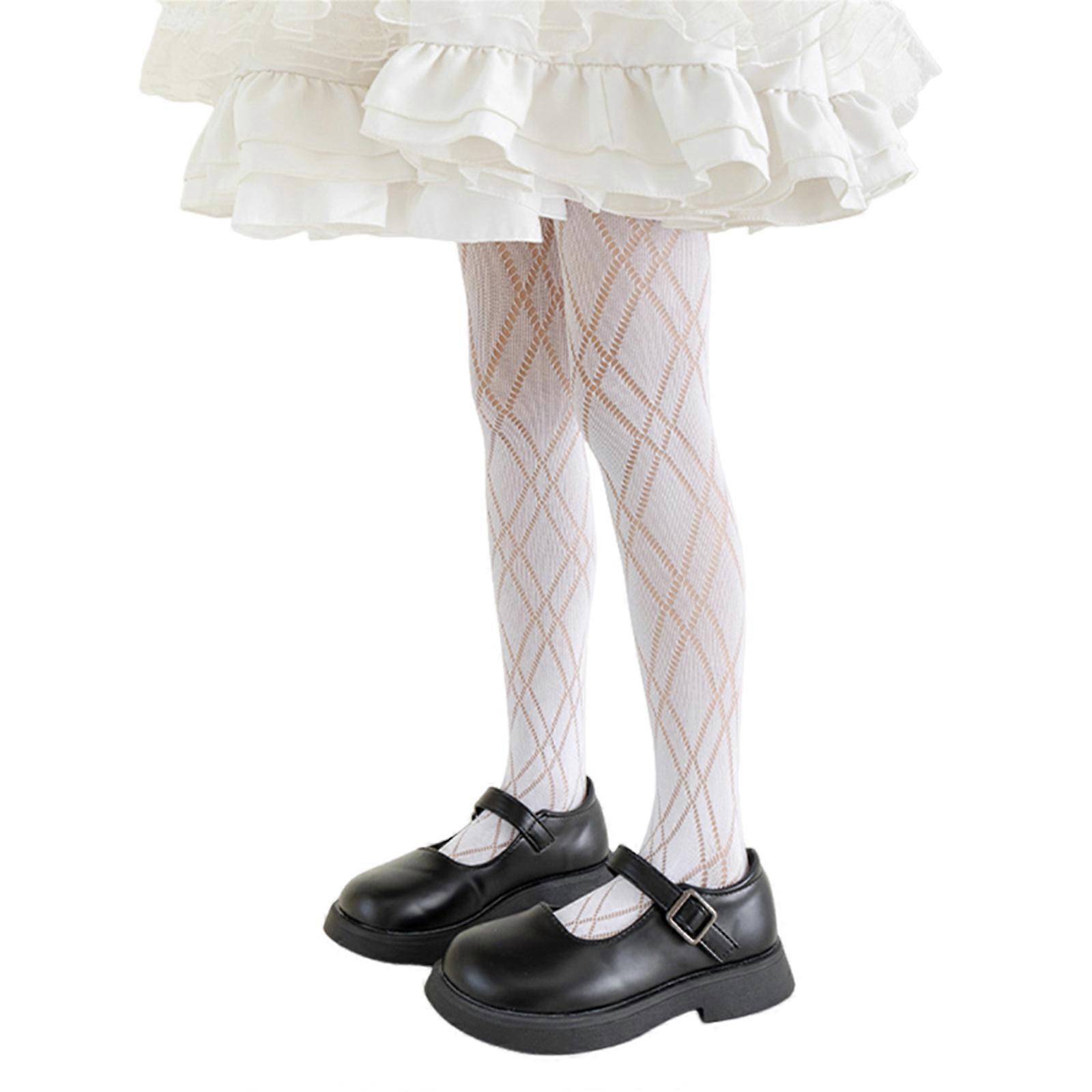 Mesh Ausgehöhlte Leggings für Kleines Mädchen AntiRutsch Frühling Strümpfe Spitze Netzstrumpfhosen Kind Socken Mode Mesh Strumpfhose Weiß S