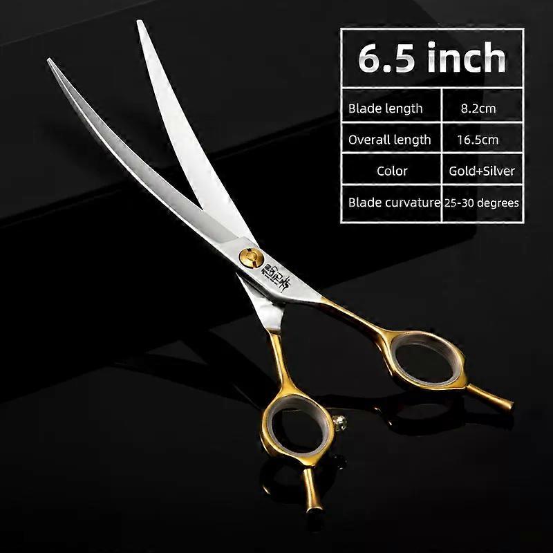 Professional pet scissors golden handle curved scissors warped trimming shears teddy dog groomer scissors