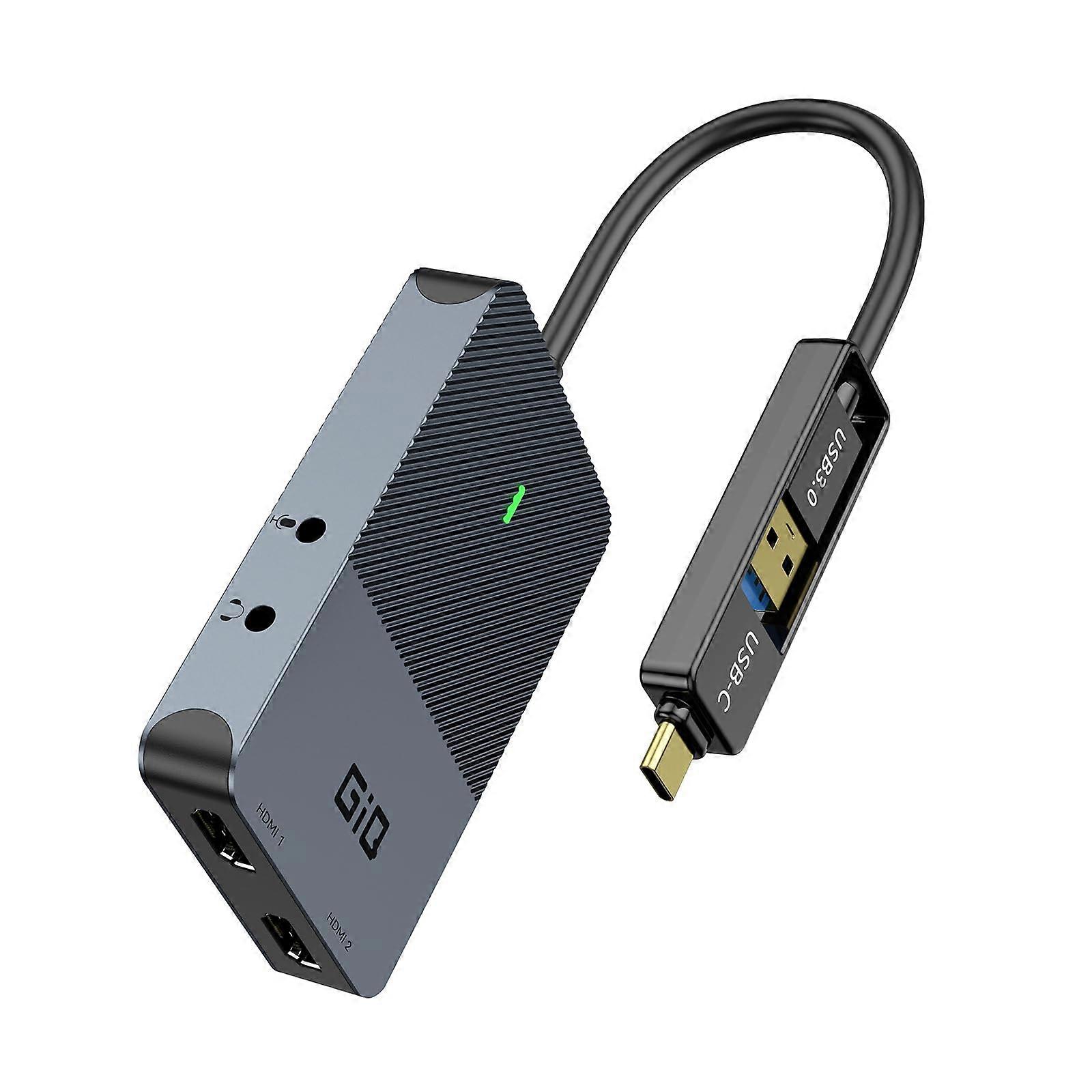 HDMI Splitter Dual Monitor Extended Display 2K 60Hz USB to HDMI Adapter Universal Video Graphics Compatible with Various Devices