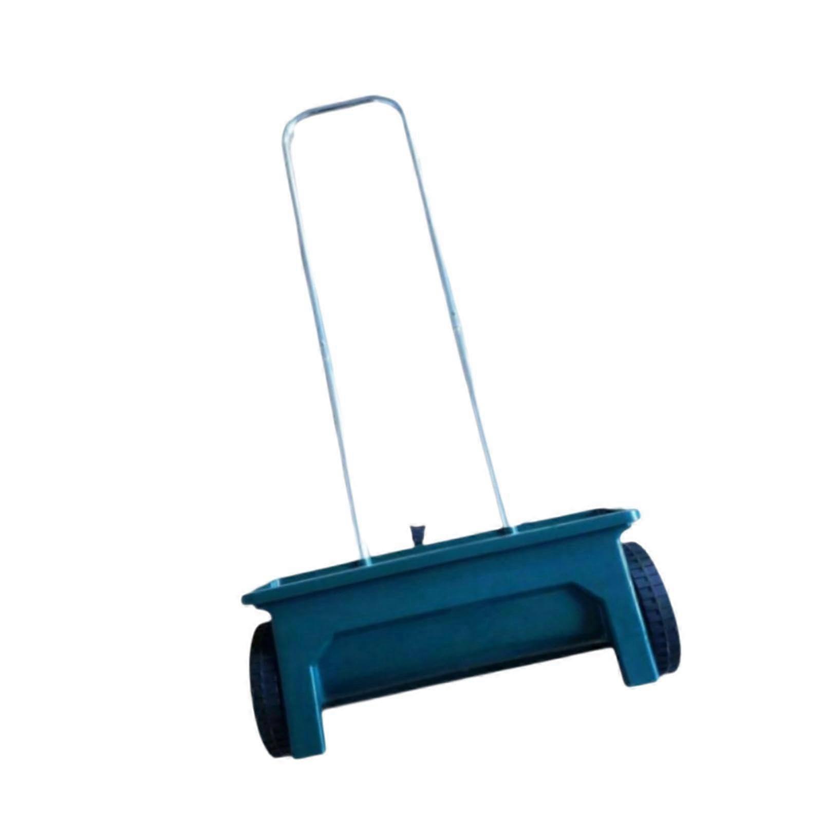 Hand seed spreader for pushing in, for pushing in, plant container, tool, garden seeder for garden compost, 57 x 19 x 108 cm, blue