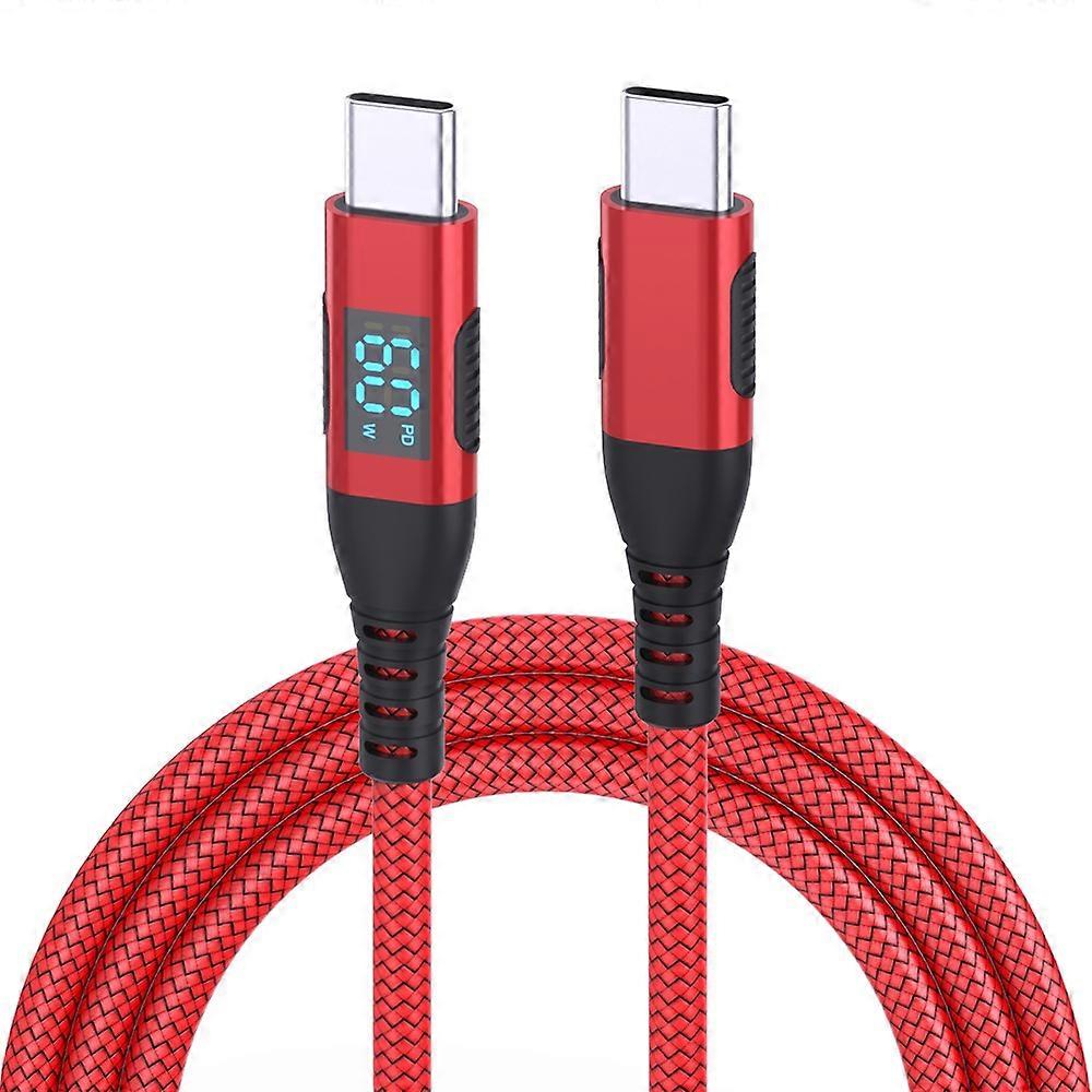 3m USB-C to USB-C Cable Digital Display 3A/20V 60W Fast Charging Braided Data Cord for Smartphones