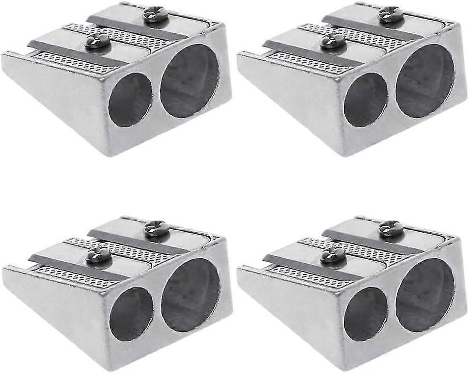 4X Magnesium Pencil Sharpener Encil Sharpener Magnesium Pencil Sharpener Double Holes Rectangular, Handheld Pencil Sharpener
