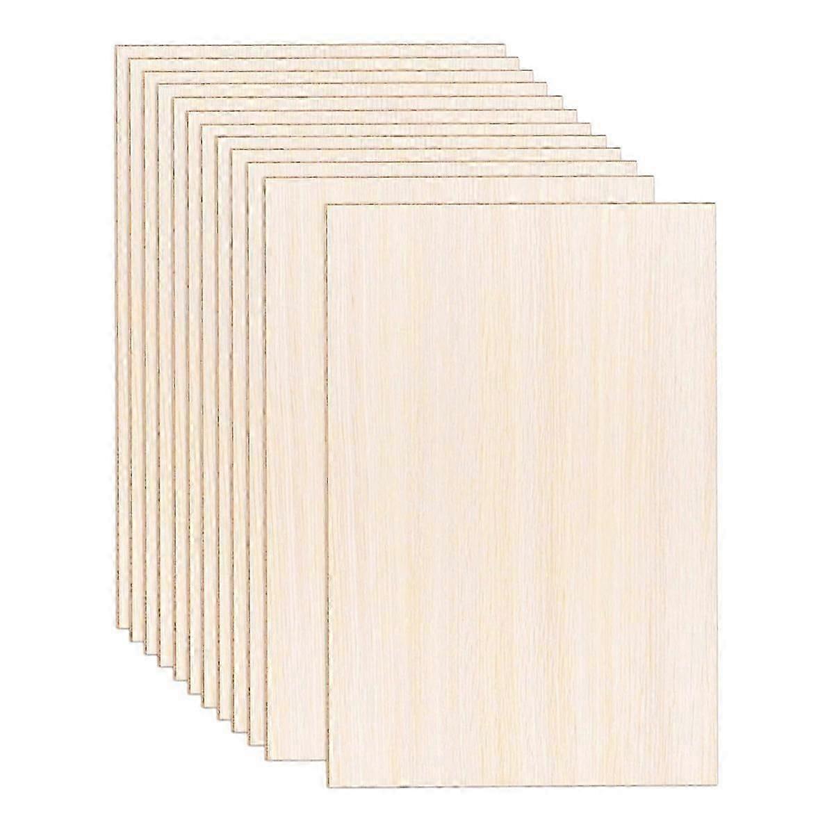 Pack de 12 feuilles 12 x 8 x 1/13 pouce mince contreplaqué bois feuilles bois inachevé carrés planches Balsa Woo