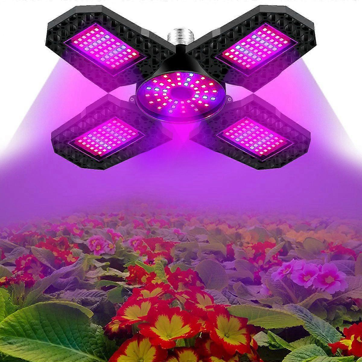 LED grow light, Collapsible transformable four-leafed design for efficient plant growth