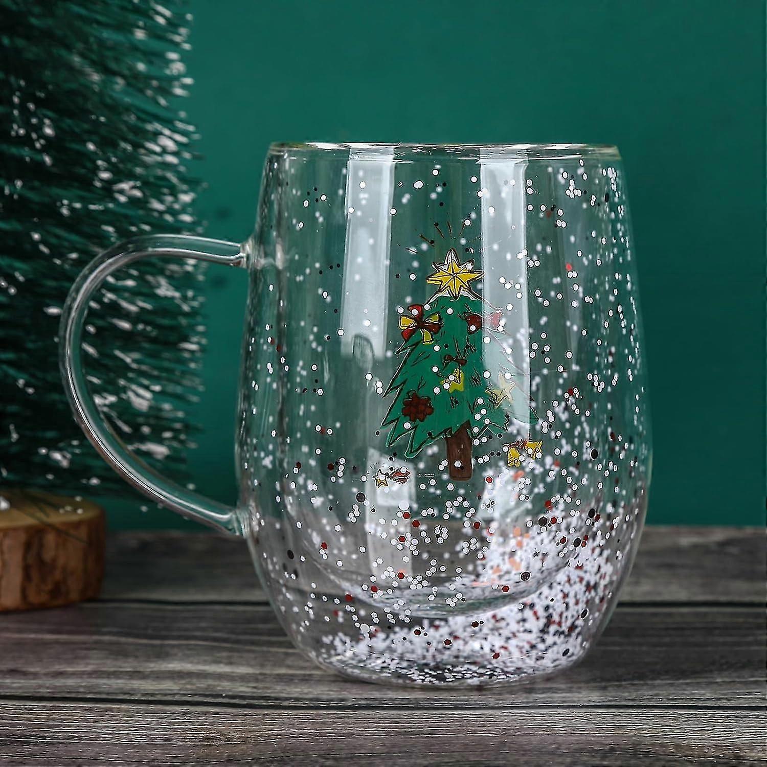 Juletre Glass Kopper - Søt Snowflake Dekor Krus Set