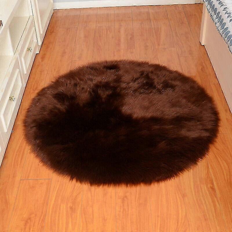 Okrúhla umelá ovčia koža Stolička Pad Kryt stoličky Vankúšik Oblasť Koberec Fluffy Soft-9