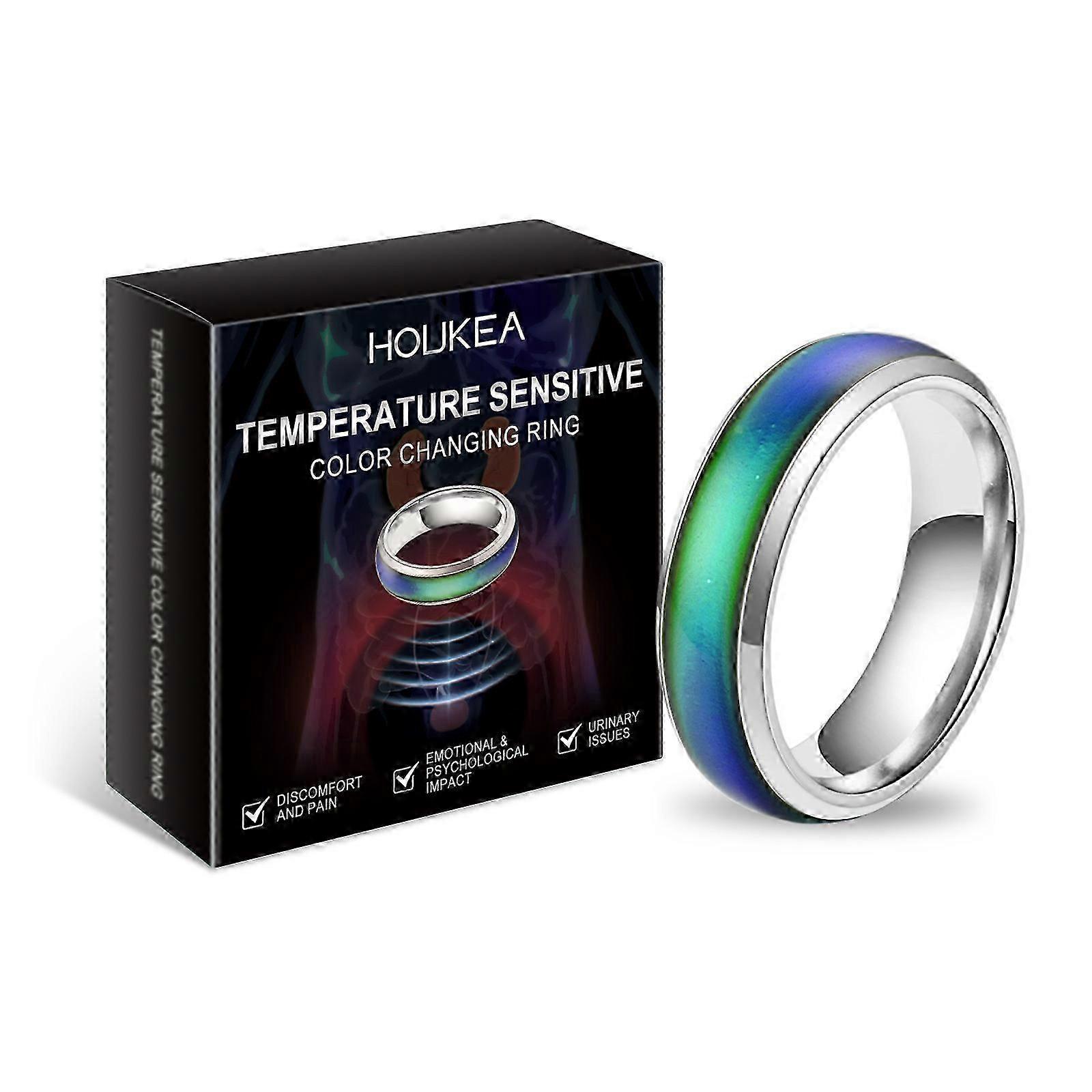 Temperature Sensitive Color Changing Ring for Men, Mood Emotion Temperature Index Copper Alloy Color Changing Ring