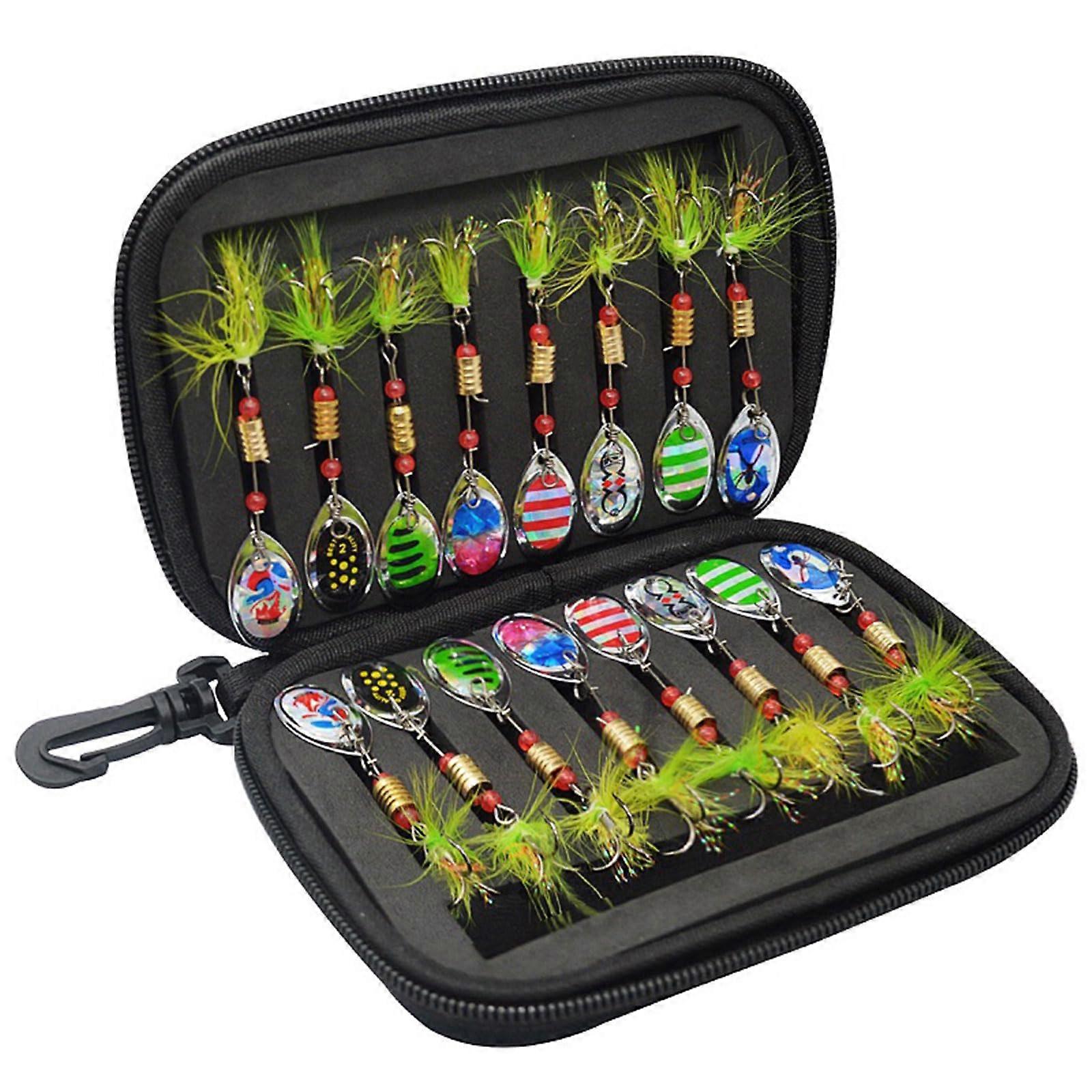 16 pieces trout fishing spoons, spinners, metal, hard baits with hooks, sequ, bait, crankbaits, easy to use type C