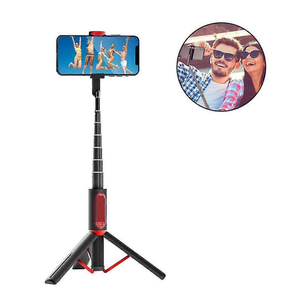 Selfie Stick Tripod Gimbal Stabilizer for Smartphone with Wireless Remote Control 360° Rotation Auto Balance Stabilizer-Passion Red