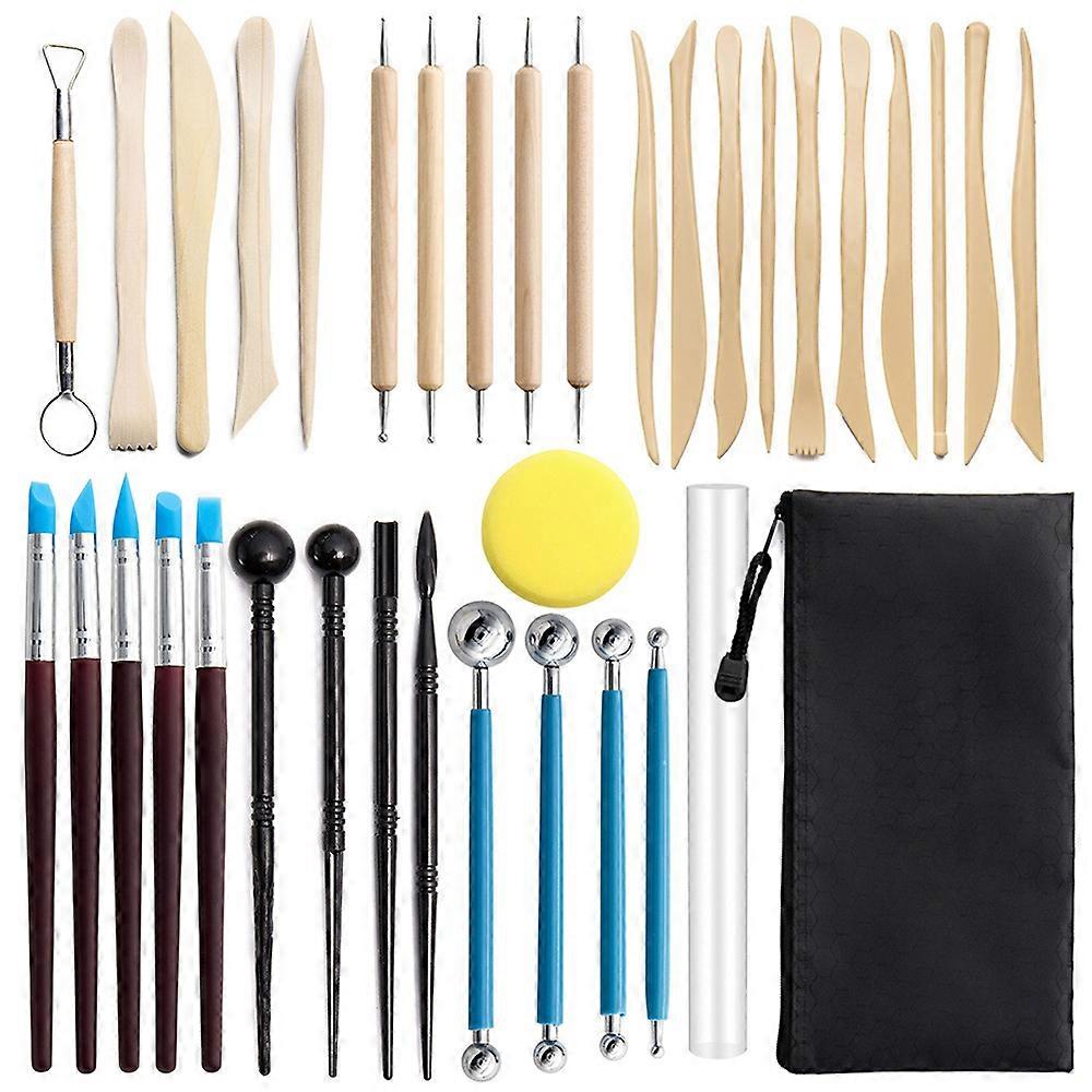 Pottery Clay Sculpting Tools 36pcs/set with Silicone Pens Sticks Kit Accessory for Beginners Starter Learning Pottery