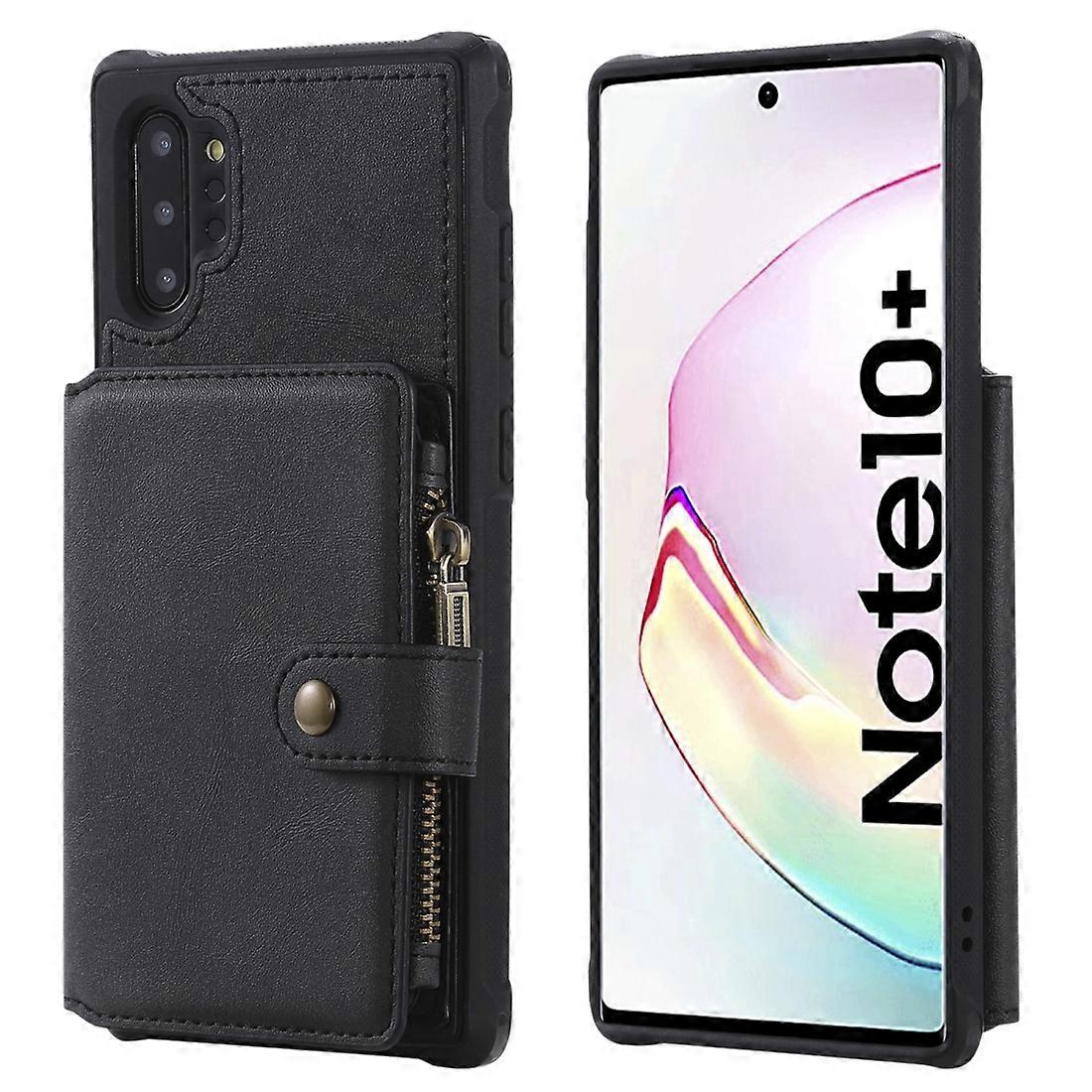 Zipper Shockproof Protective Case with Card Slots & Bracket & Photo Holder & Wallet Function For Galaxy Note 10 Plus