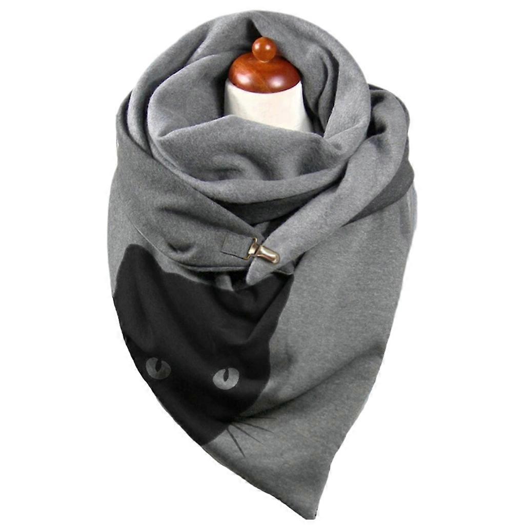 Winter Thick Warm Oversized for Triangle Scarf with Adjustable Clip Colorful Kitten Pattern Shawl Wrap Snood Blanket Pon Picture 28