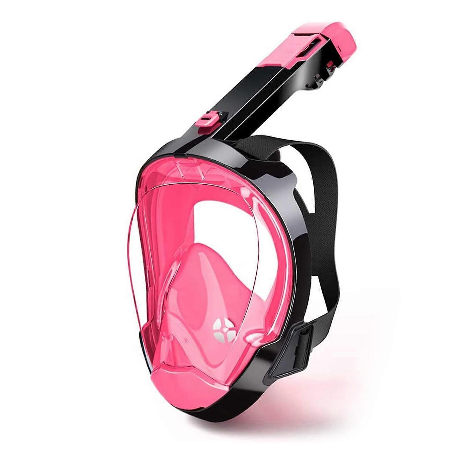 Full Face Snorkels Mask with Dry Top Breathing System & Detachable Camera Mount, Foldable Panoramic View Snorkeling Mask  pink S/M