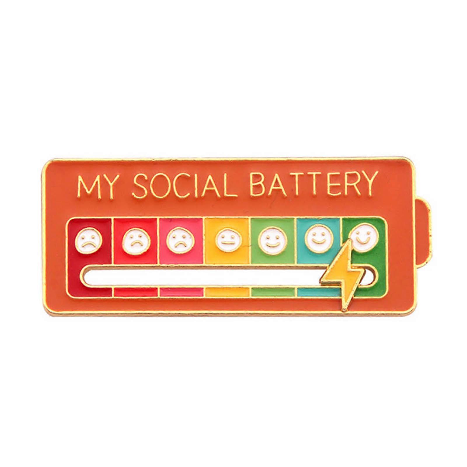 My Social Battery Brooch Pin 7 Day Enamel Pin Creative Pins Emojis Management Interactive Brooch for Self-Expression