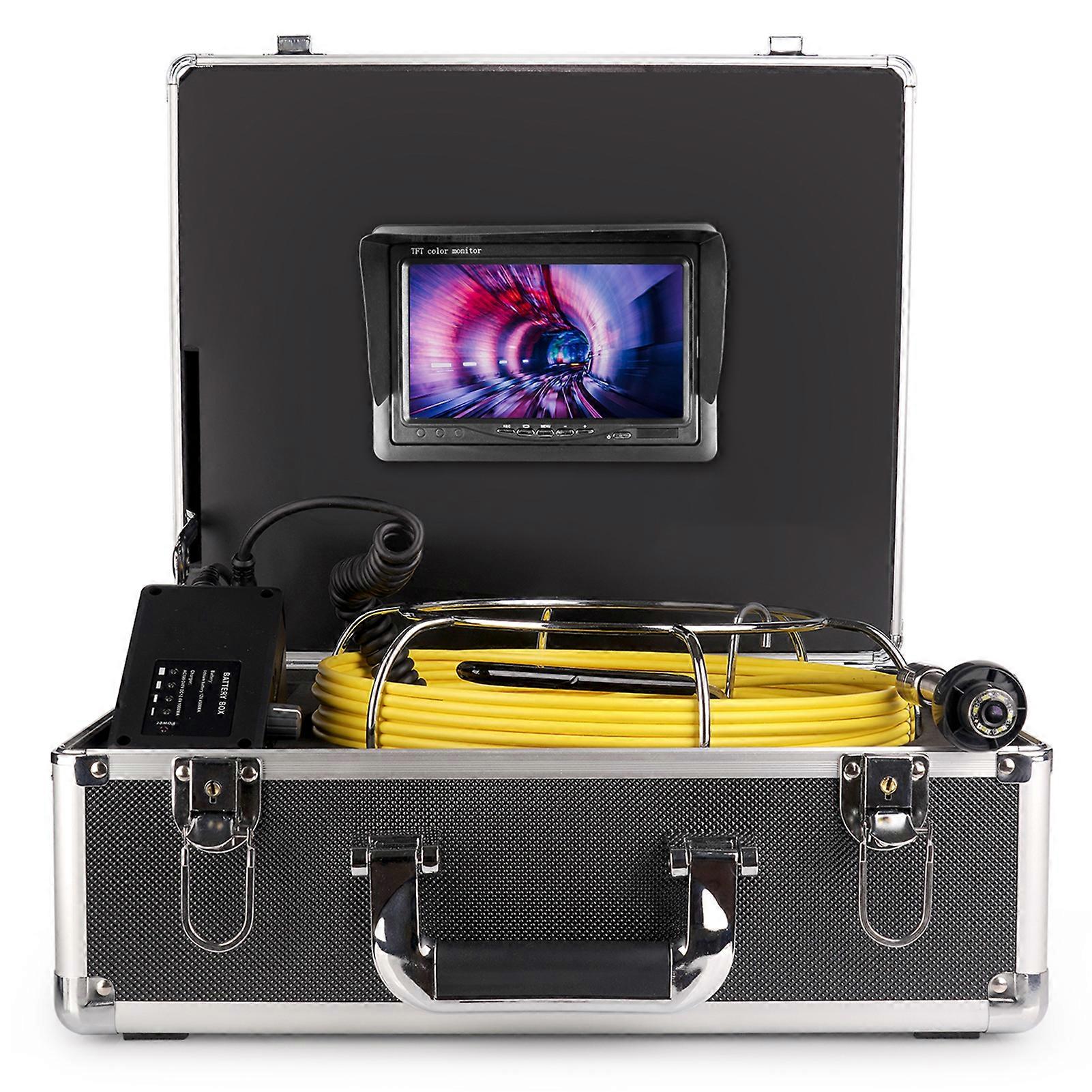 7" Sewer Camera with 98FT Cable, IP68 Waterproof, DVR, 8GB Card, Portable Case