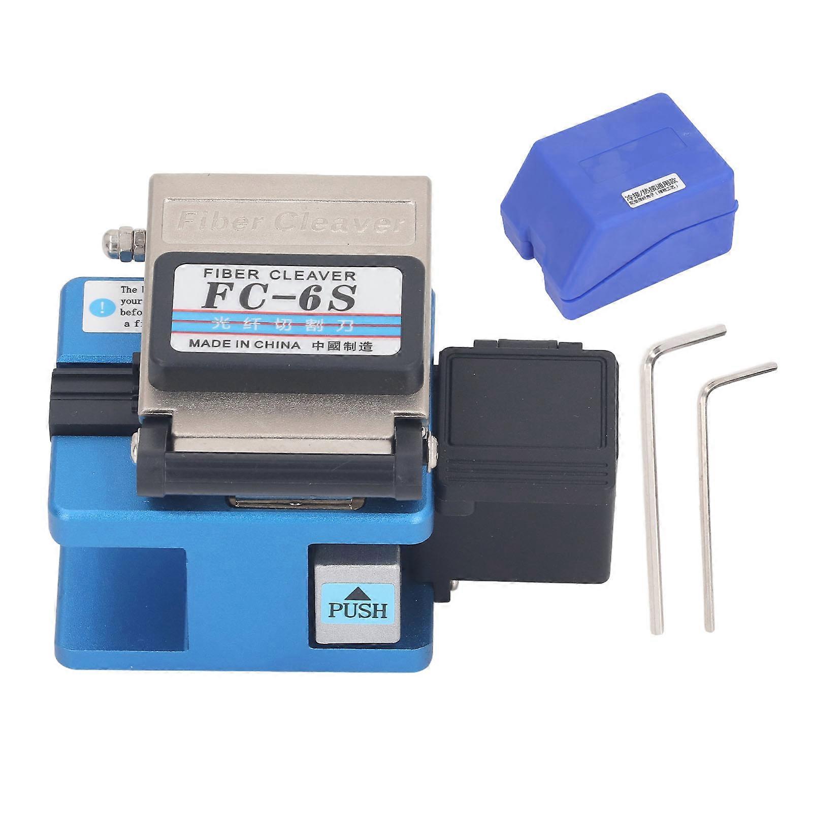 Fiber Cleaver Tool Kit, Optical Cutter High Accuracy Cold Welding Hot Melting with Pigtail Storage Box FC‑6S Blue