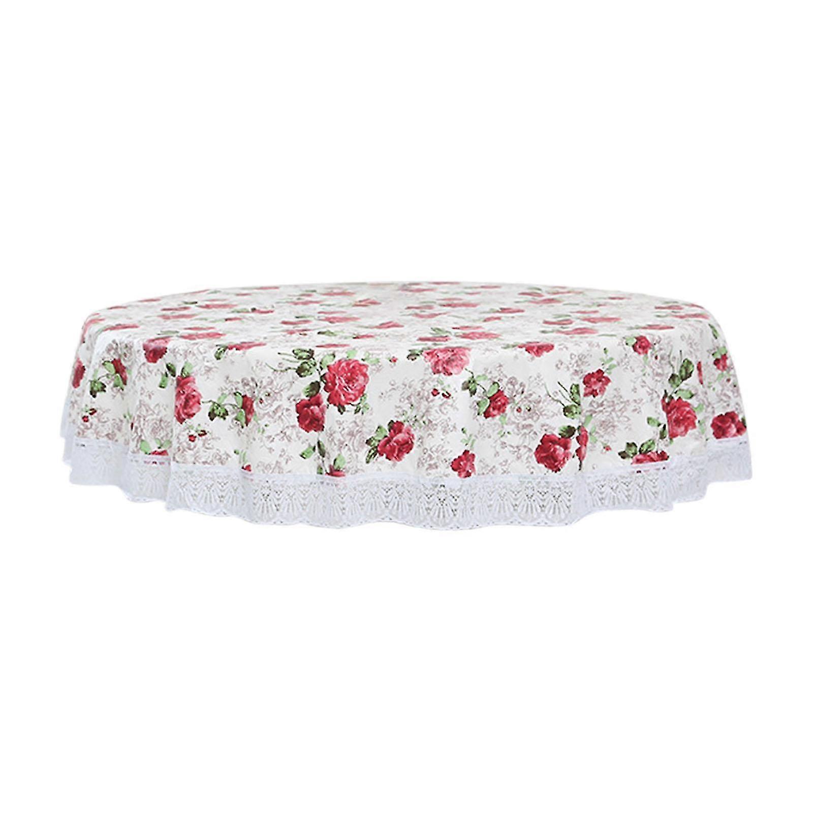 Washable Round Tablecloth with Summer Flower Design Ideal for Home Banquets and Events