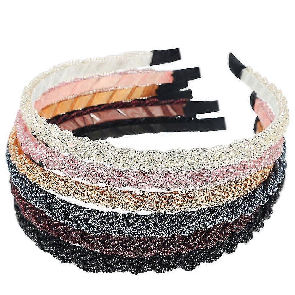 Beaded Hair Hoop Headband - 6 Pack, Assorted Colors
