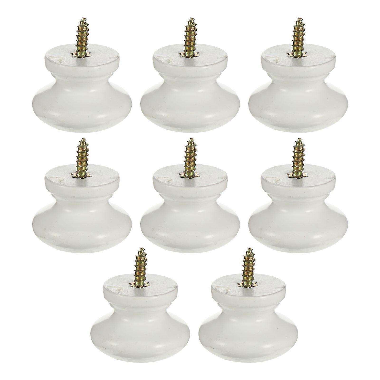 8pcs Wooden Door Knobs Sturdy Round Handles for Wardrobe and Drawer Use