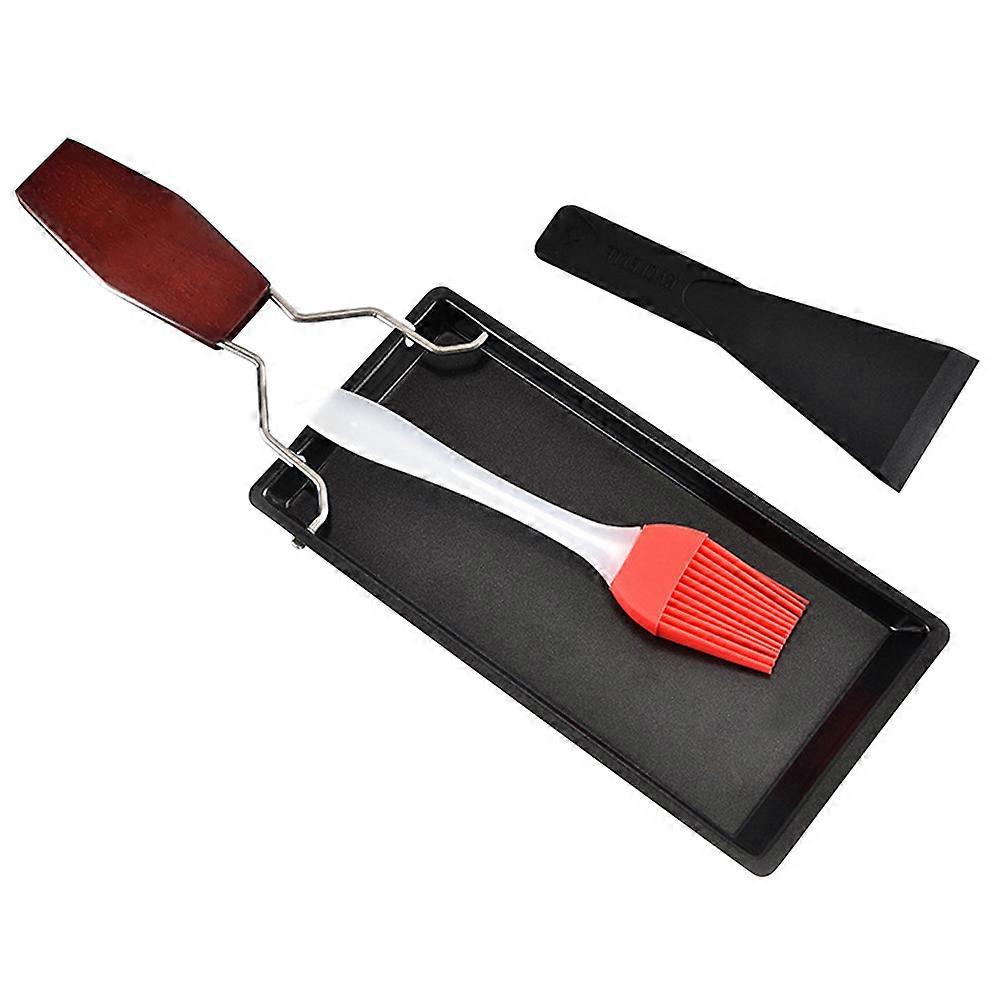Non Stick BBQ Comal Griddle Pan with Wood Handle, Compact Kitchen Tool for Outdoor Grilling, Cooking, and Party Use, Anticorrosive Design