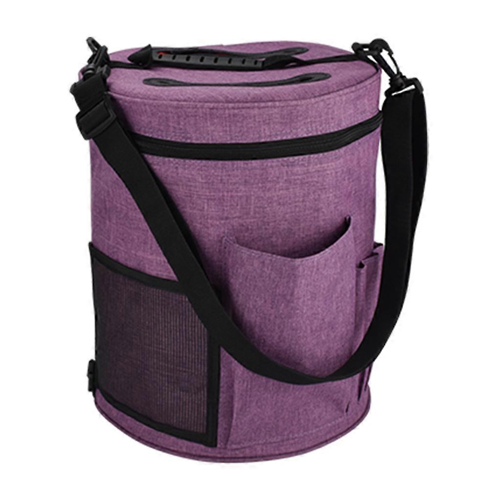 Woolen Yarn Storage Bag Useful Knitting Tool Bag Traveling Knitters Purple 33X28X28CM 1Set