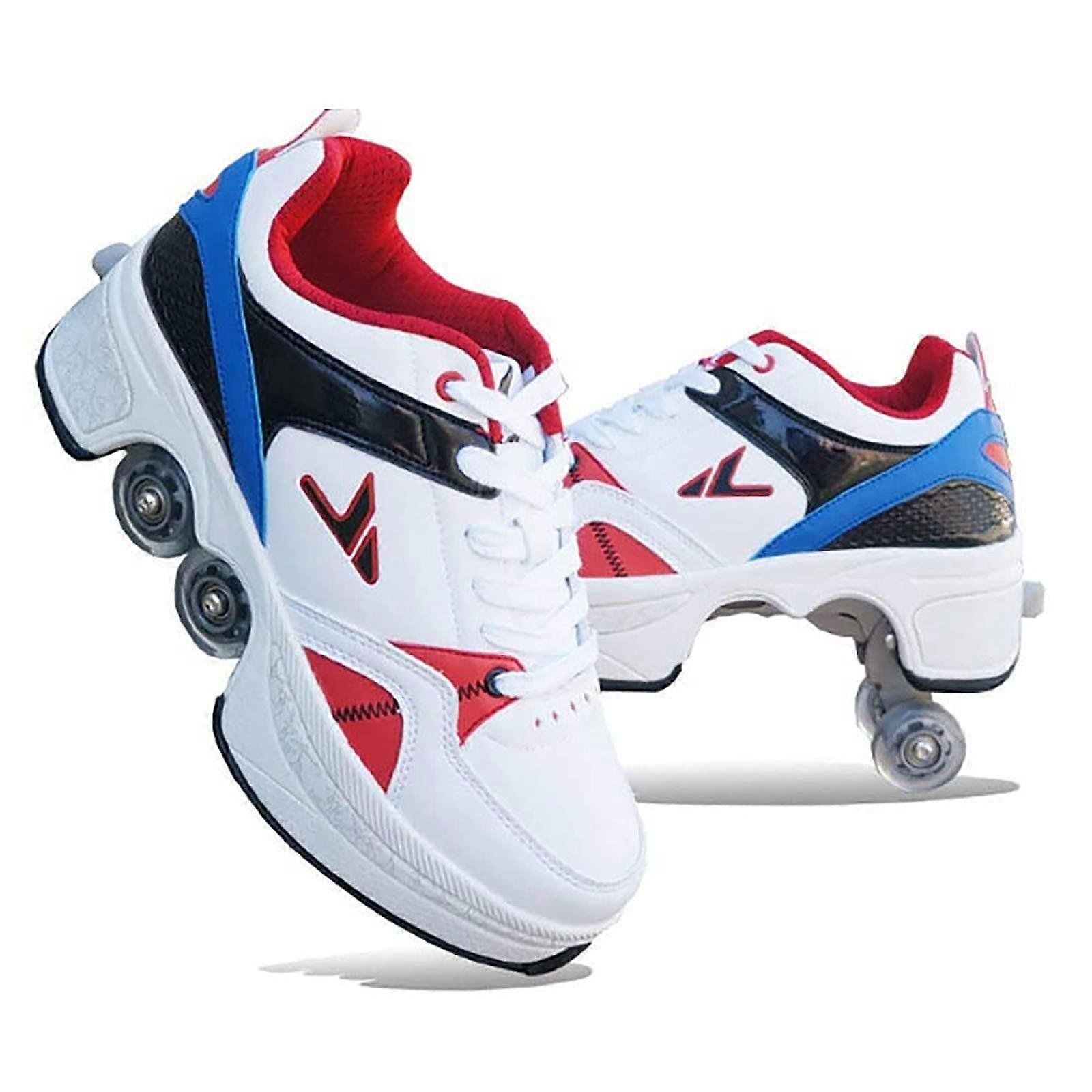 Adjustable Quad Roller Skate Boots, Inline Skates, Unisex Skates Deformation Shoes, 2in1 Shoes, D38 d 38