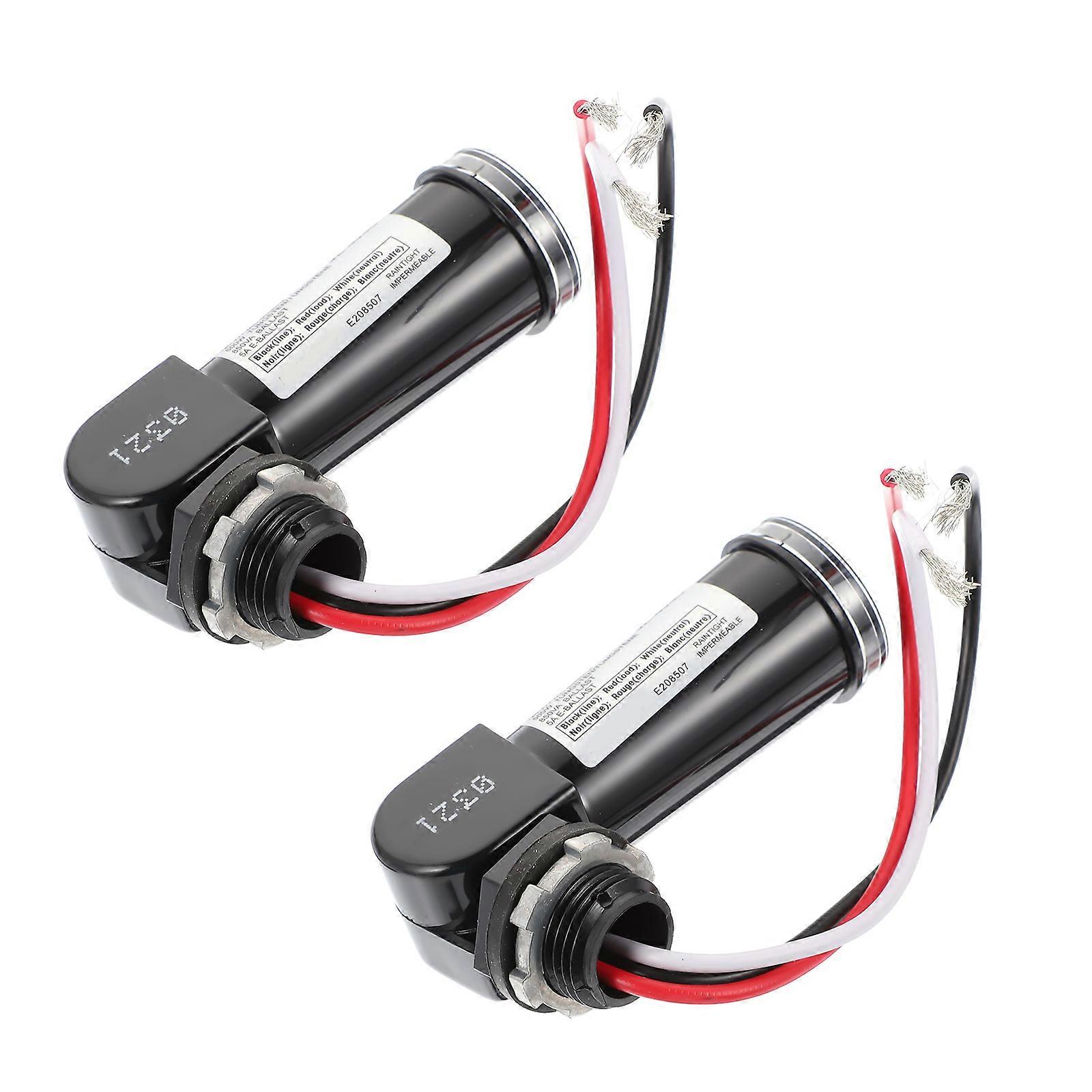 Outdoor Street Light Control Switch 2Pcs Black 5 5X4 5X3CM Energy Saving For Home Corridor