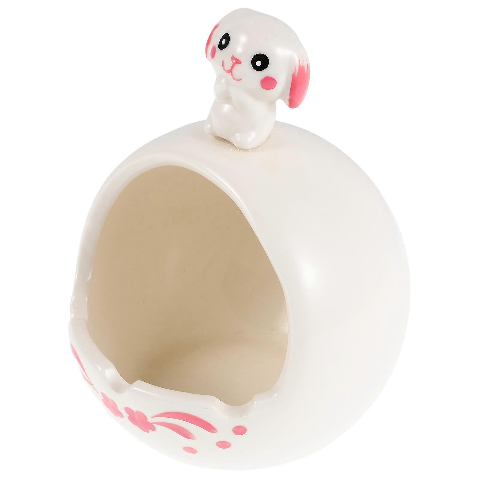Ceramic Rabbit Ashtray Creative Design For Car Owners Travel Use 12.50X9.50X9.50CM Easy To Clean 1Pack