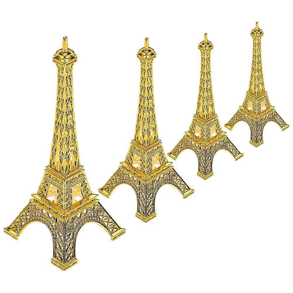 Golden Eiffel Tower Sculpture Home Decoration Office Use 18X7X7CM Iron Miniature Eiffel Tower Model 4Pcs