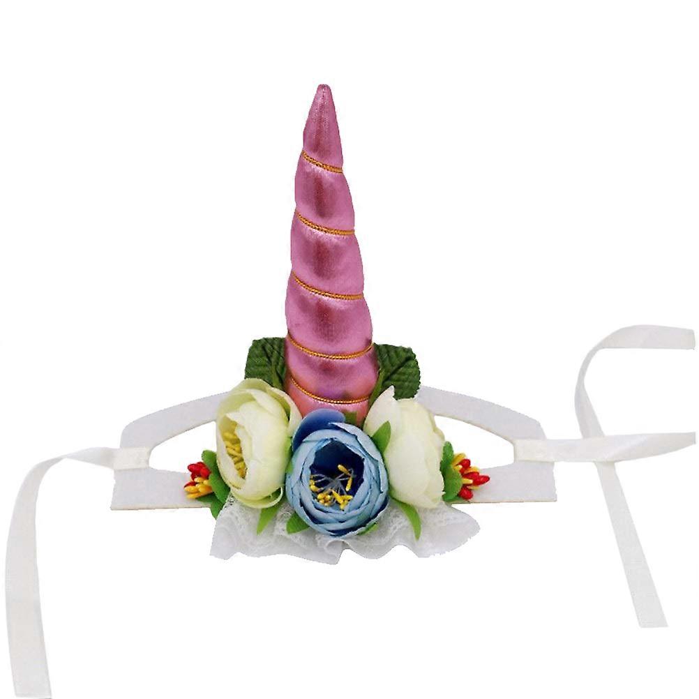 Pet Dog Hat Unicorn Shape Festive Pink Horn Cosplay Cap for Cat Puppy 1Pack