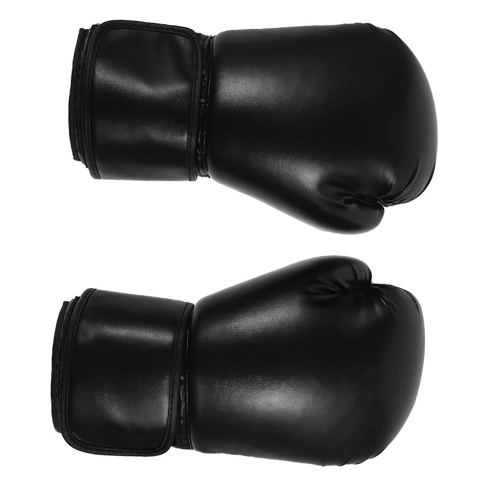 Boxing Gloves for Adults - Fingerless Sparring Gloves, Portable Kickboxing Gear, PU Material, Black Color