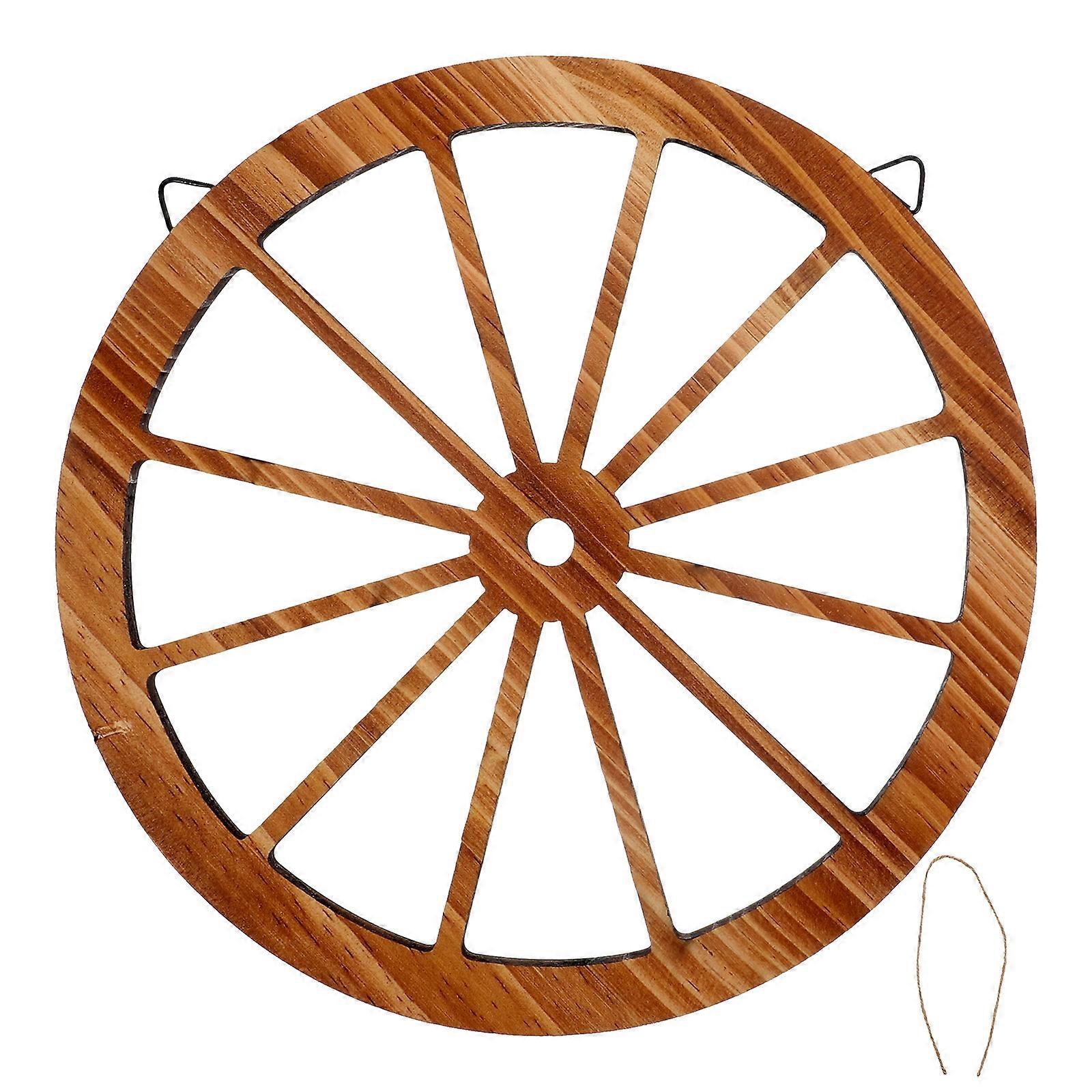 Rustic Wooden Wheel Wall Hanging Vintage Decor Light Brown 20X20X1CM For Study Room 1Pcs