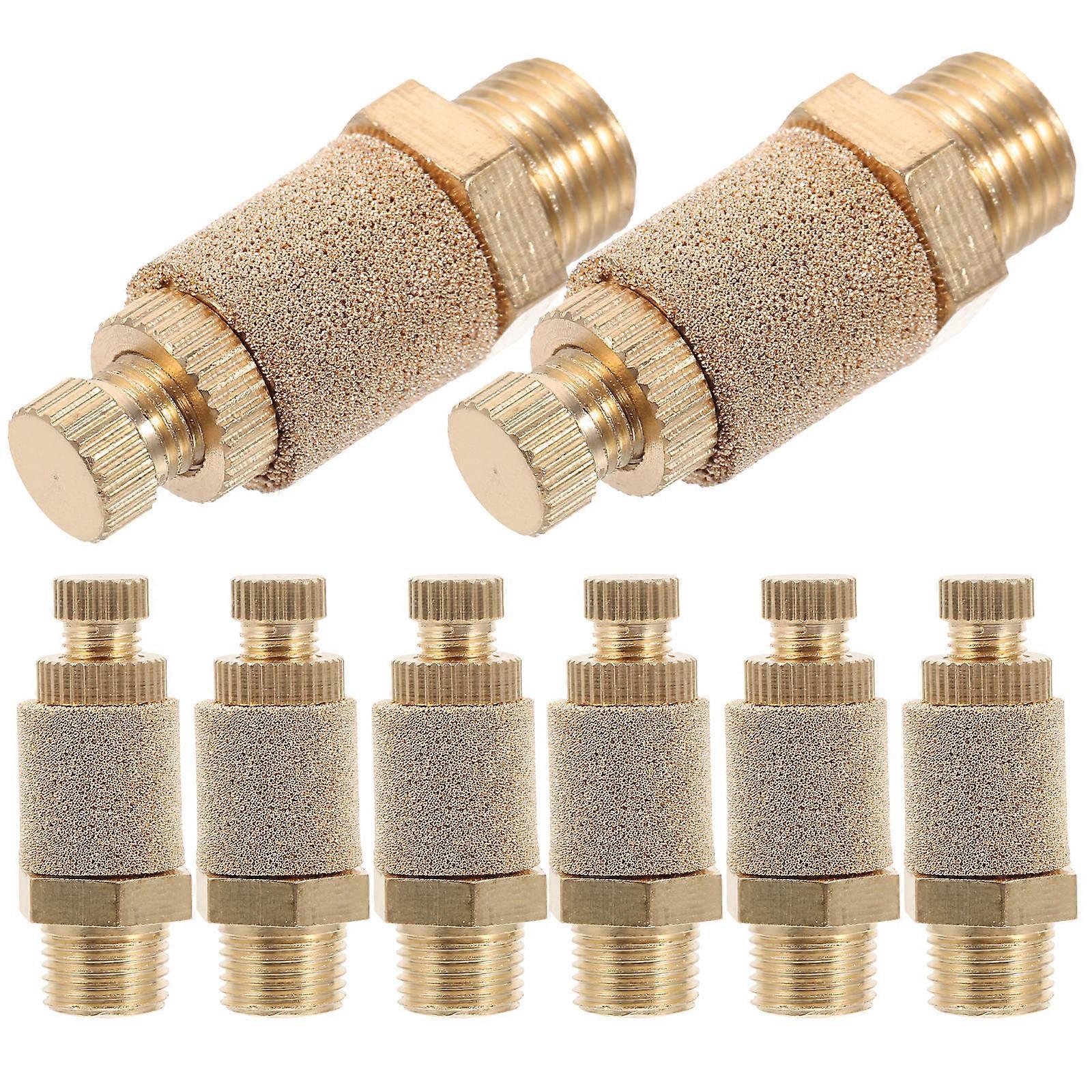 8PCS NPT Pneumatic Air Flow Control Silencer, Copper Exhaust Muffler for Air Compressor Noise Reduction