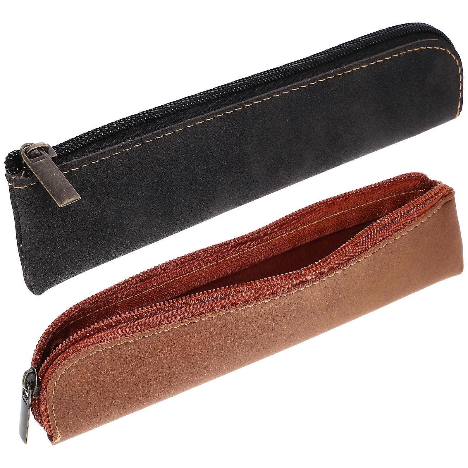 Womens Pencil Case Cosmetic Tool Pouch Black Small Objects 2Pcs