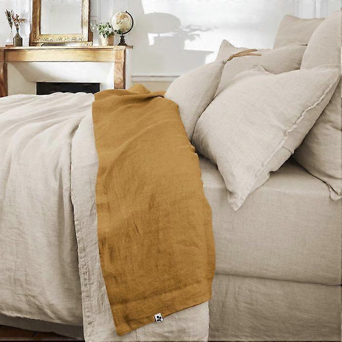 Leffet papillon Soline flat sheet all sizes Washed linen - Soline Caramel - 240 x 300 cm for double