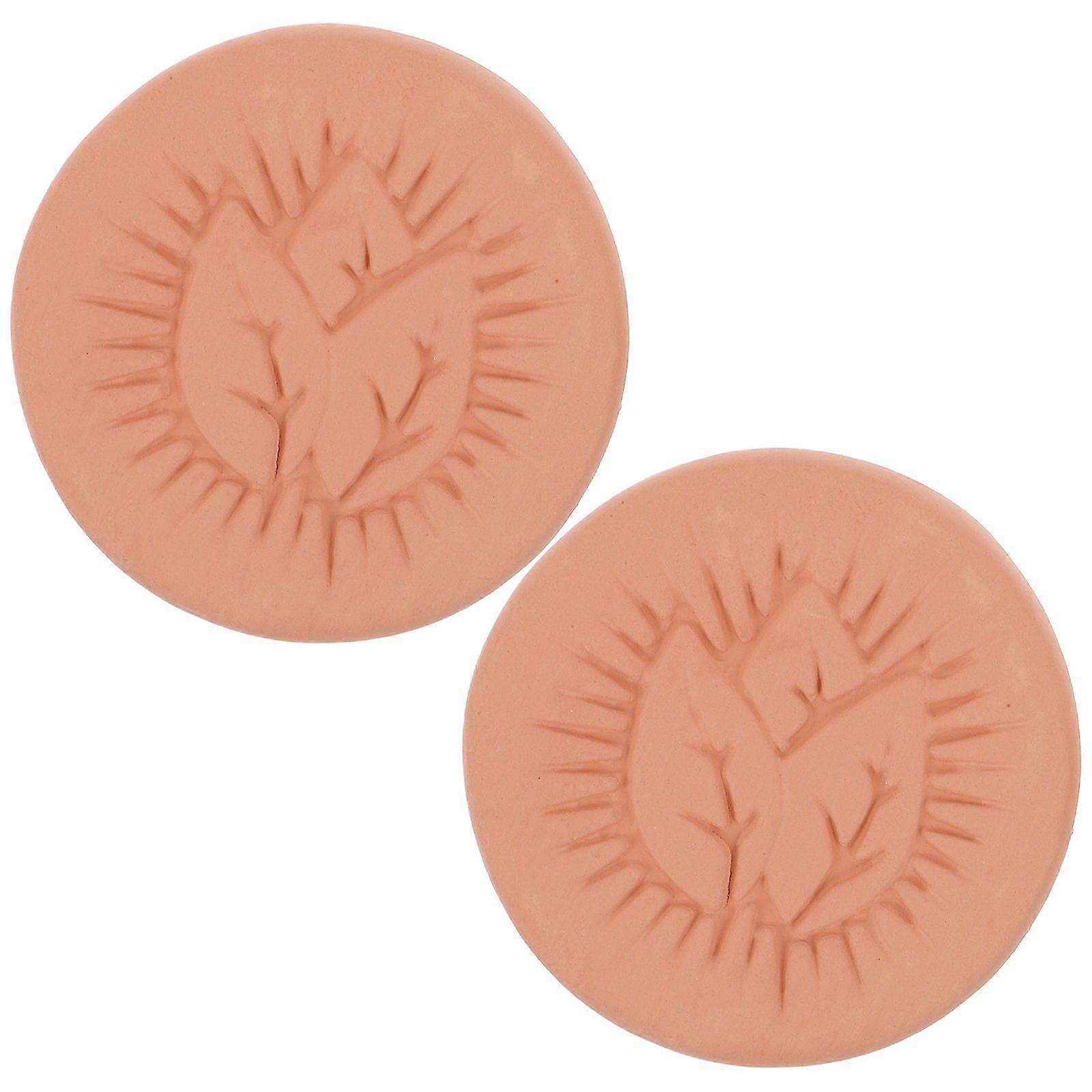 2pcs Clay Round-Shaped Cigar Humidification Sheet For Cigarette Humidity Control Terracotta Humidifiers For Tobacco Moisture Management