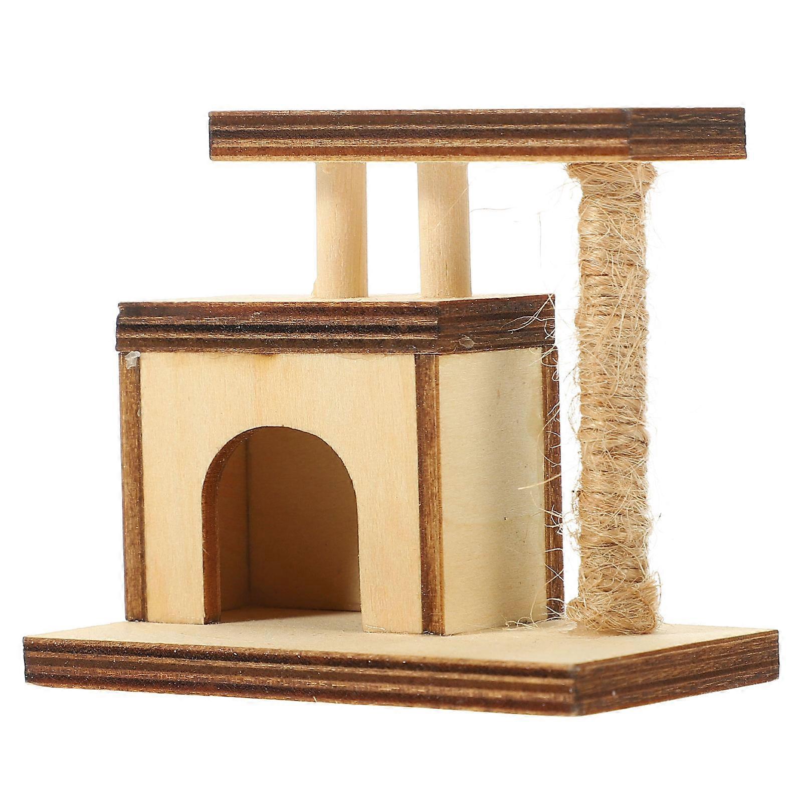 Wood Tree Ornament Doll House Cat Tree Tower Model Hobbyists Realistic Design 1Pcs