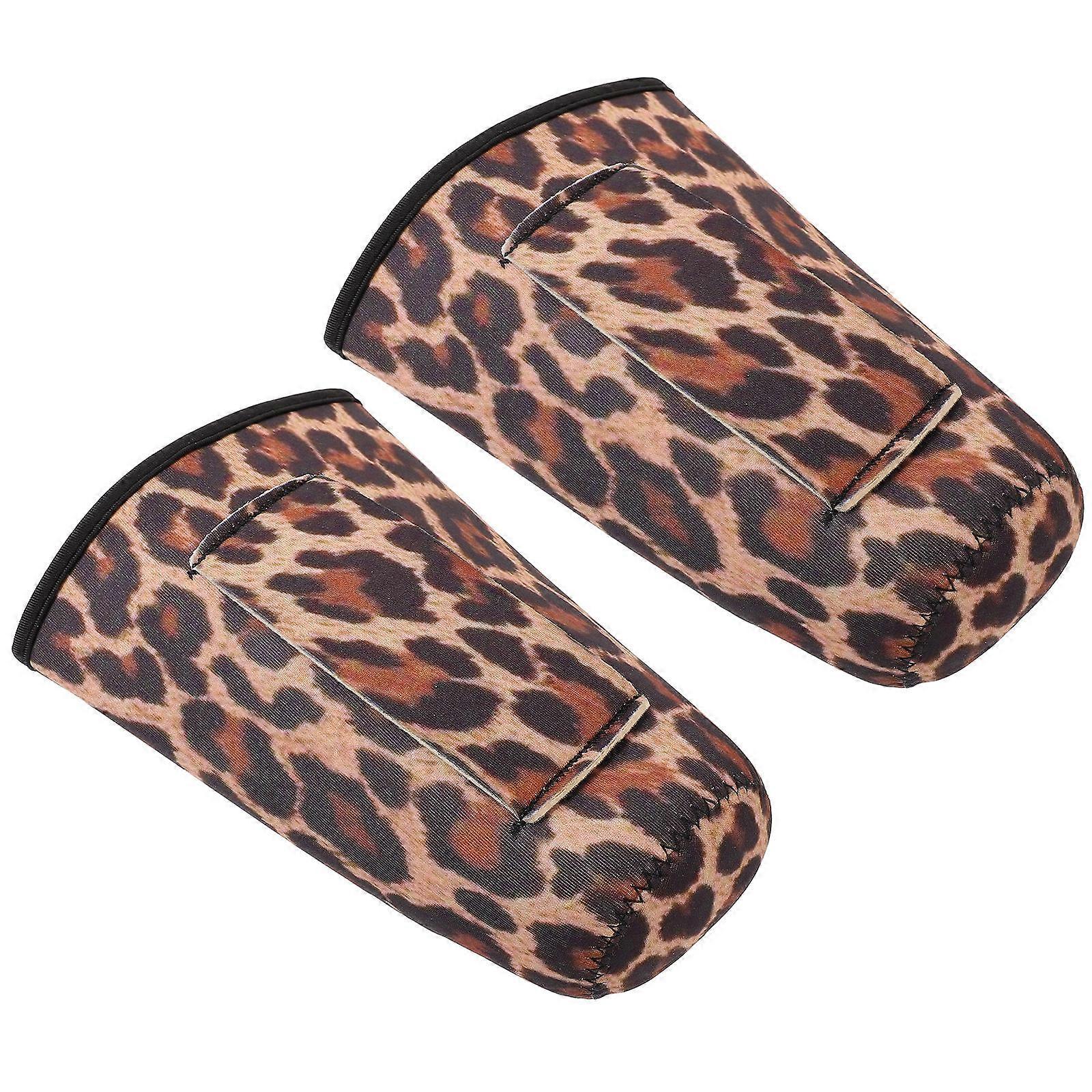 Reusable Leopard Print Coffee Cup Sleeves with Handle Insulated, Lightweight Drink Protectors for Cold Beverages at Home, Office or While Traveling