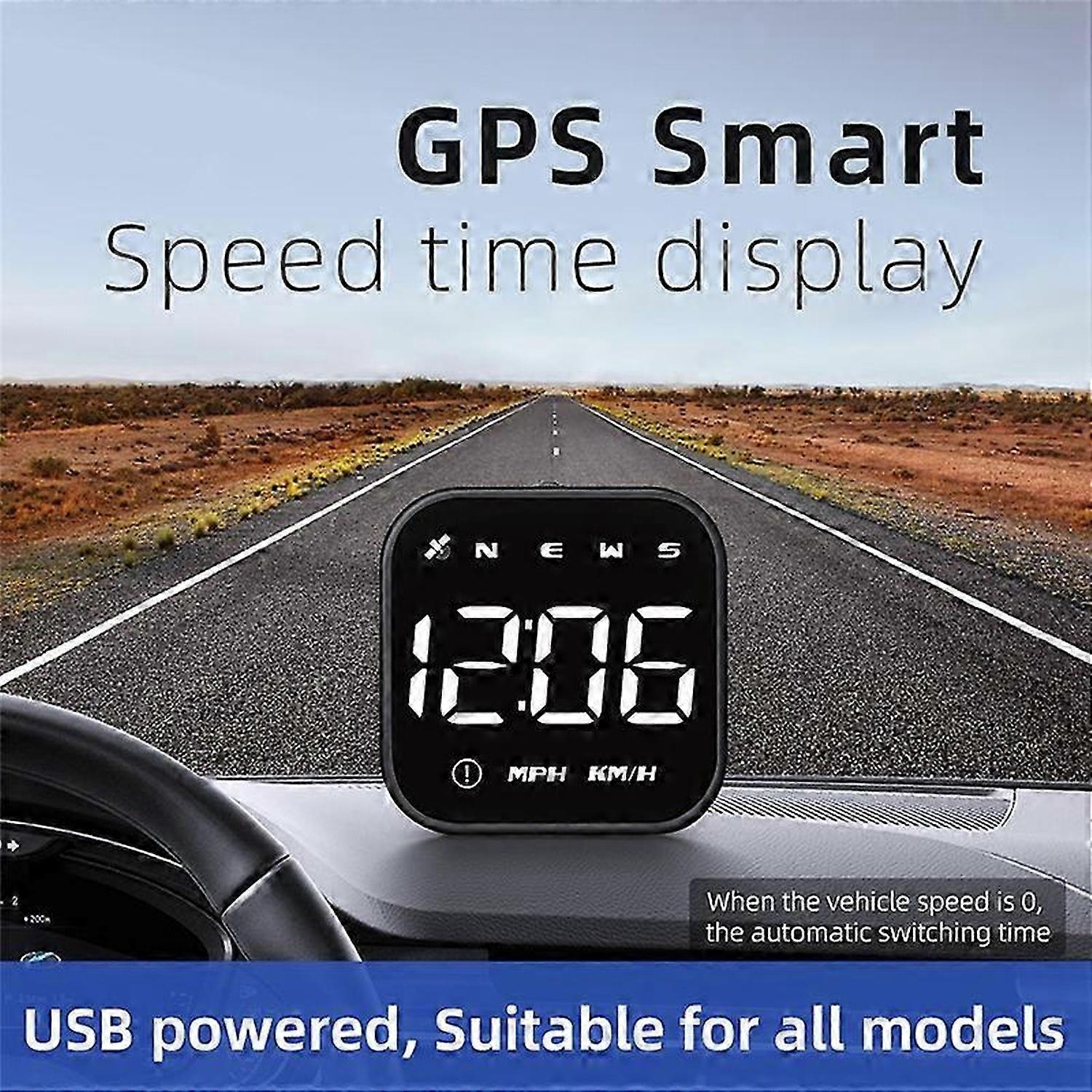 HUD Car Speedometer Timetable Speed Alarm GPS Head-Up Display Auto Electronic Accessories Fits All C