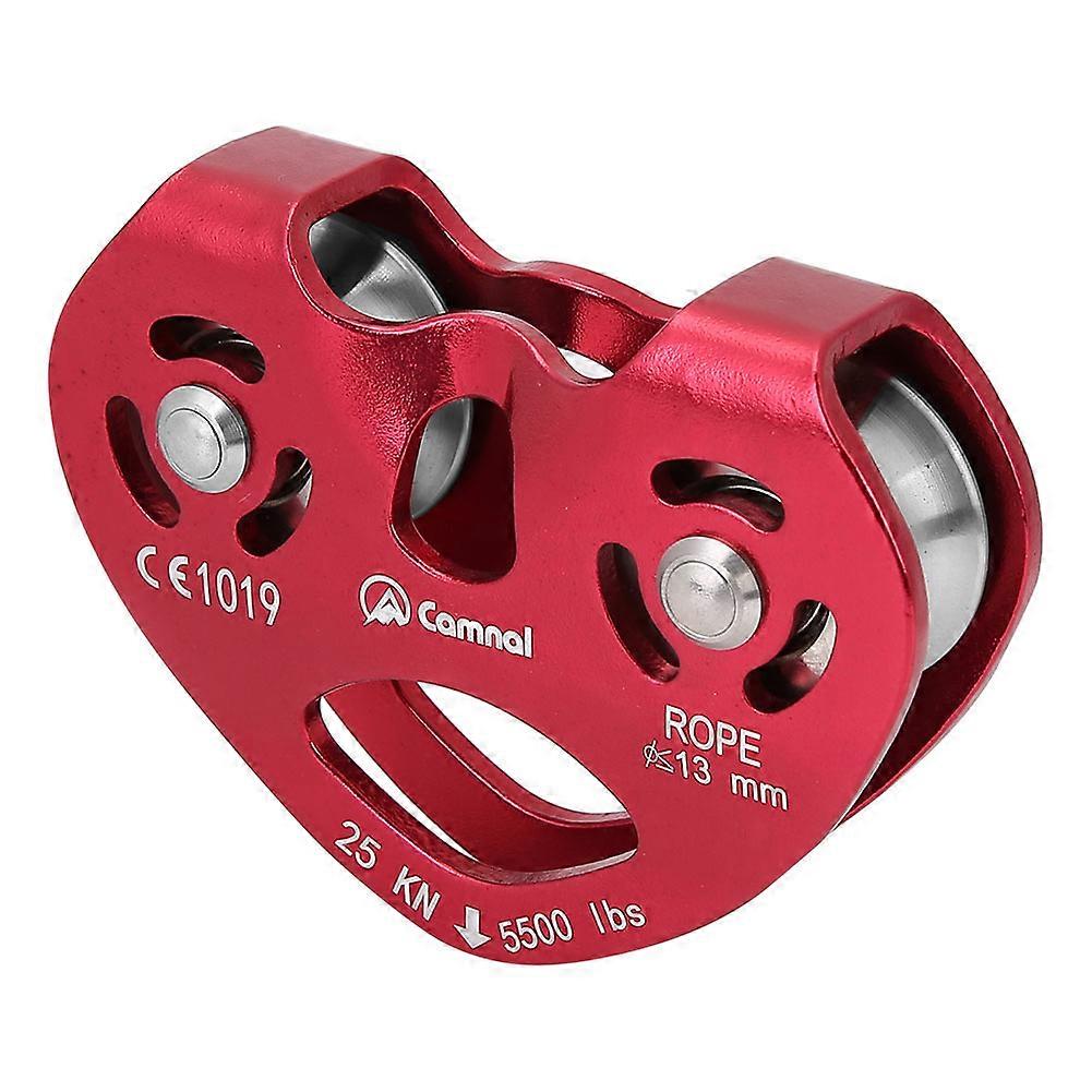 Poulie d'escalade à simple pivot en alliage d'aluminium 25 kN, robuste (rouge)