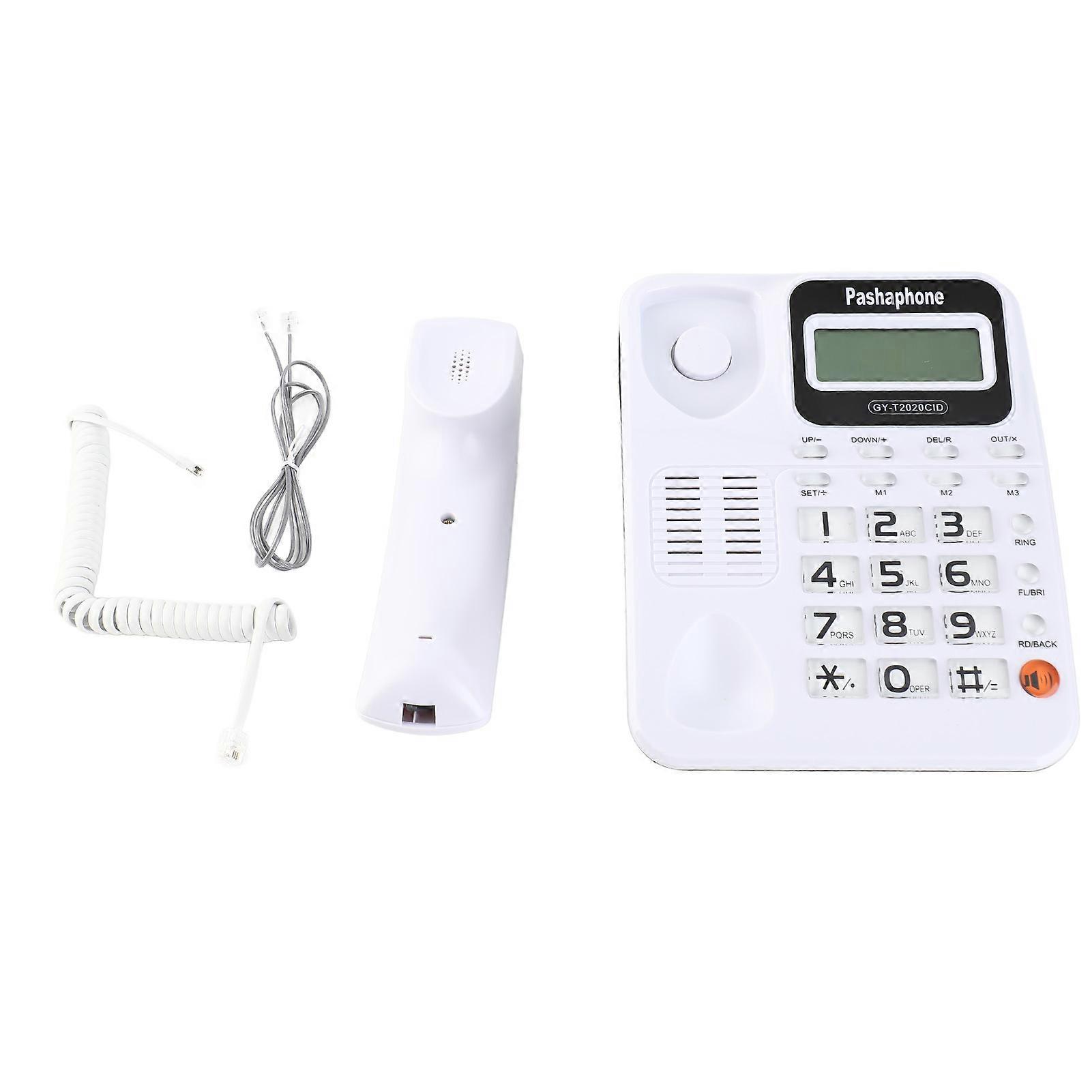 ABS GY T2020CID Wired Telephone with Speaker Caller ID Display Calculater(White ) Blanc