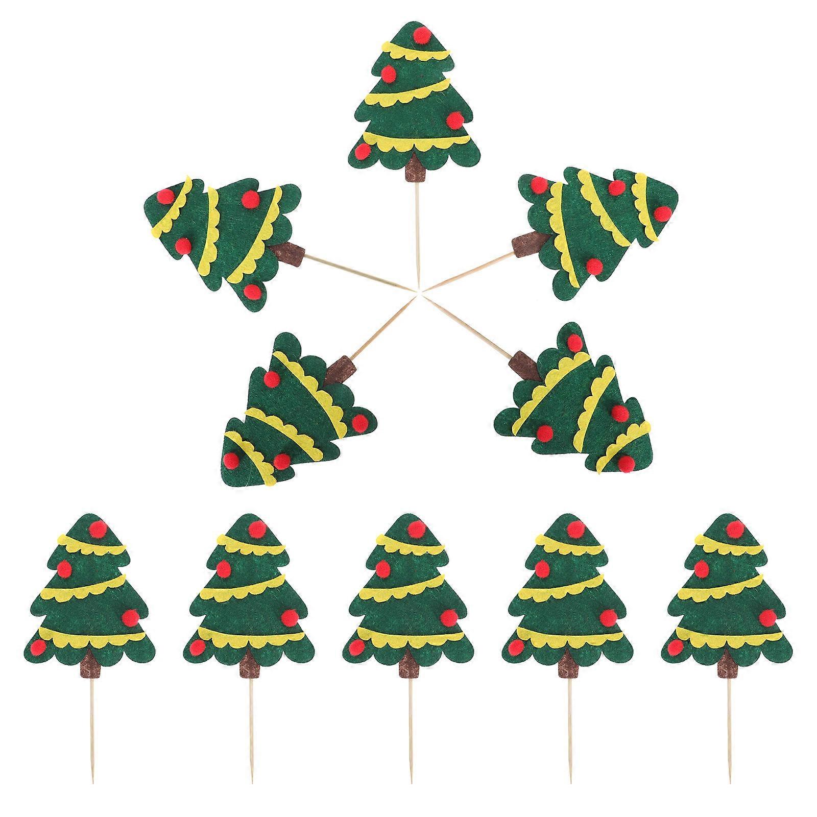 Simple and Generous Design Cake Picks For Holiday Parties 10Pcs Felt Dessert Insert