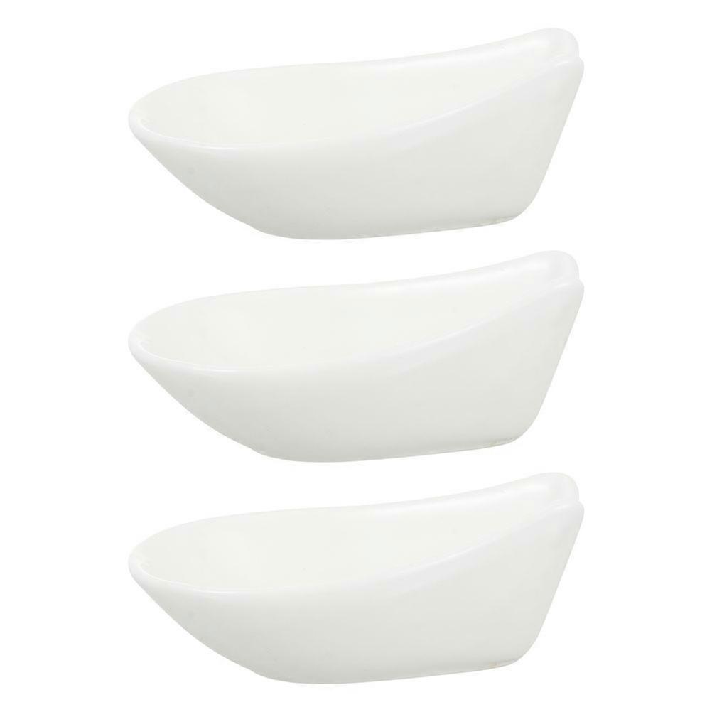 Ceramic Spoon Stand Kitchen Utensils Hotel Use Simple Design 8X4.7X2CM Storage 3Pcs